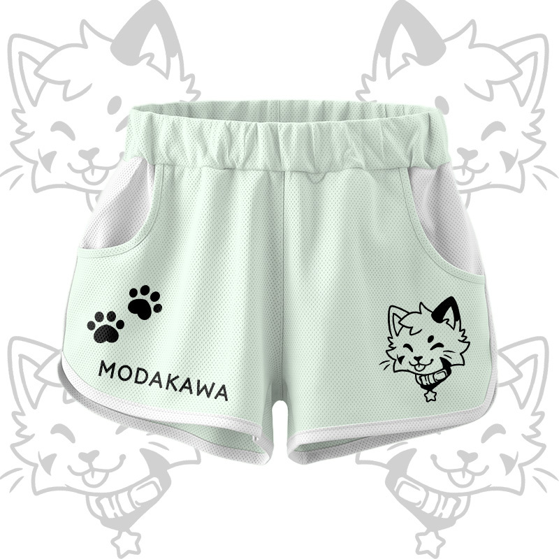 Kitty Graphic Crop Tank Sport Top Shorts Bikini Modakawa Matching Outfit - Green Shorts - 5XL - image 9