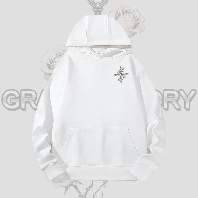 MODAKAWA GRACE GLORY Gothic Rose Sword Graphic Heavyweight Hoodie - White - 2XL - image 8