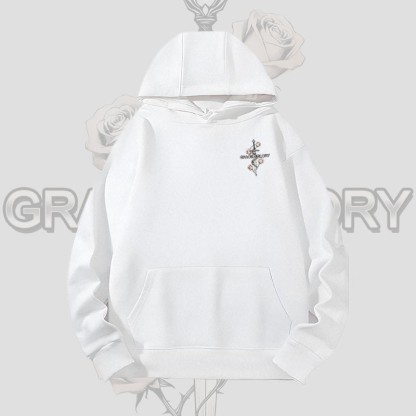 MODAKAWA GRACE GLORY Gothic Rose Sword Graphic Heavyweight Hoodie - White - 2XL - image 8