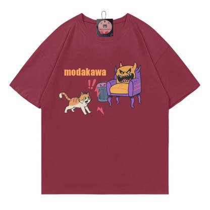 Kitty Battle Evil Furniture Print Modakawa T-Shirt - Wine Red - 5XL - image 3