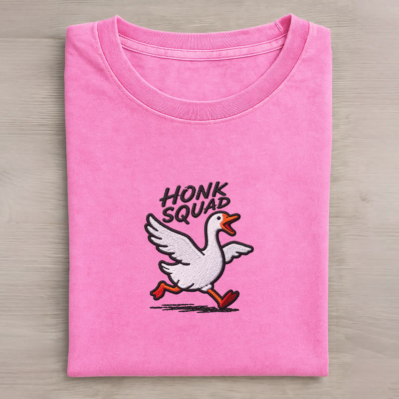HONK SQUAD Running Goose Grafik Unisex Vintage gewaschenes T-Shirt - Rose Red - 5XL - image 4