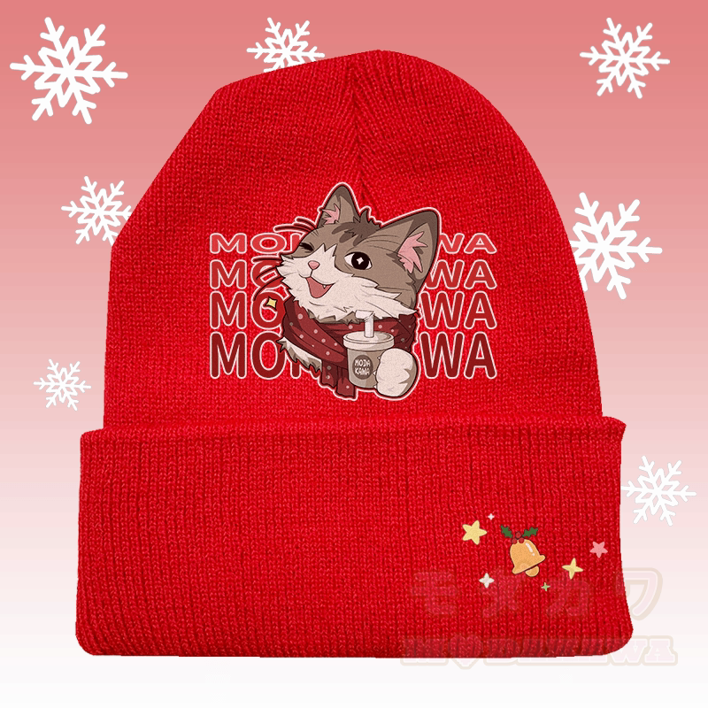 MODAKAWA Weihnachtsschal mit Katzenmotiv, Strickmütze - Rot - 36-60 cm - image 4