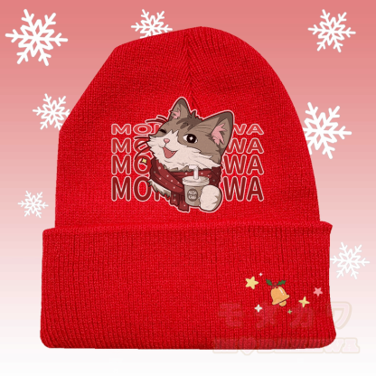 MODAKAWA Weihnachtsschal mit Katzenmotiv, Strickmütze - Rot - 36-60 cm - image 4