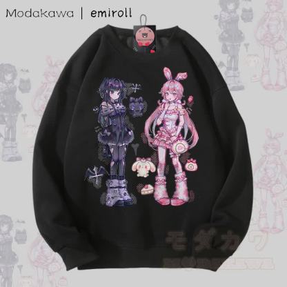 MODAKAWA X emiroll Ruru Rumi Grafik Unisex Sweatshirt - Schwarz - 5XL - image 5
