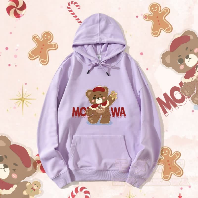 MODAKAWA Streetwear-Kapuzenpullover mit Weihnachtsbär-Grafik - Lila B - 5XL - image 5