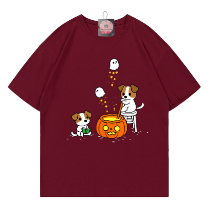 Howl-o-ween Brew Puppy Pumpkin Ghost Grafik-T-Shirt - Wine Red - 5XL - image 7