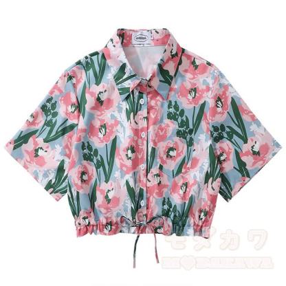 Kurzarmhemd mit Vintage-Print und Knopfleiste - Mehrfarbig D - L - image 5