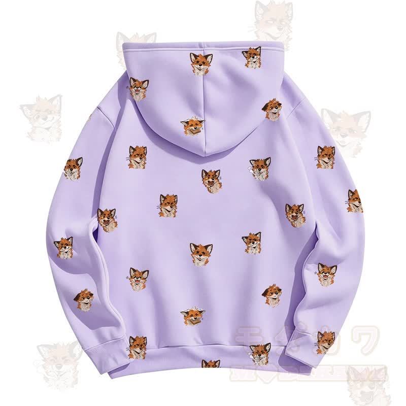 MODAKAWA Kapuzenpullover mit Cartoon-Fuchs-Allover-Print - image 10