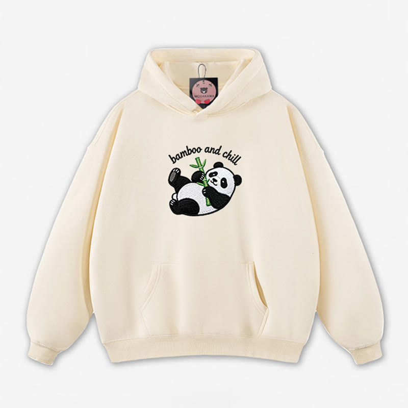 BAMBOO AND CHILL Panda Graphic Loose Hoodie - Apricot - 5XL - image 6