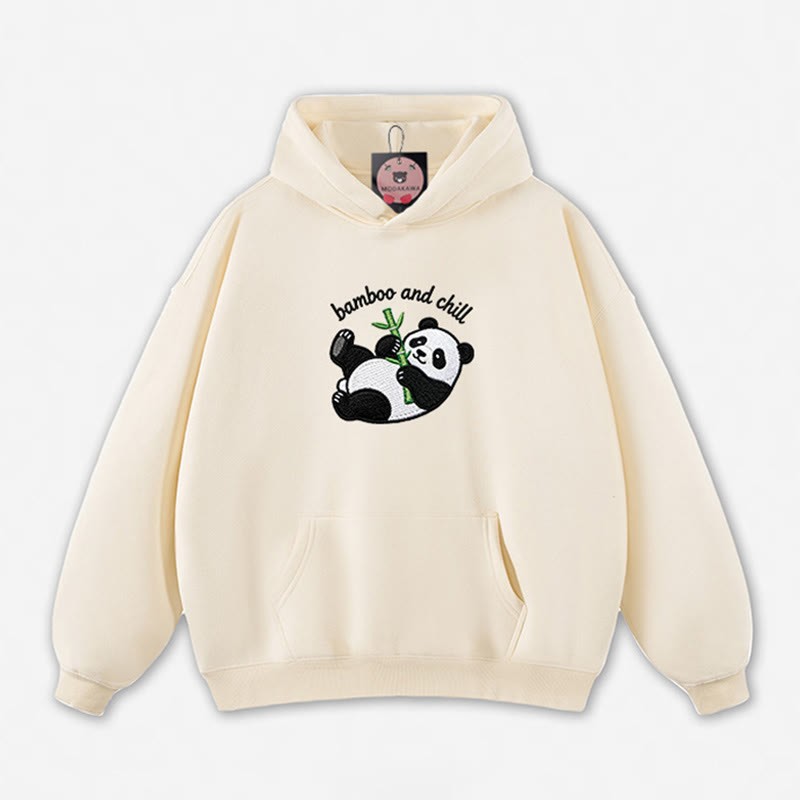BAMBOO AND CHILL Panda Graphic Loose Hoodie - Apricot - 5XL - image 6