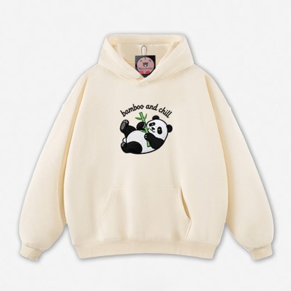 BAMBOO AND CHILL Panda Graphic Loose Hoodie - Apricot - 5XL - image 6