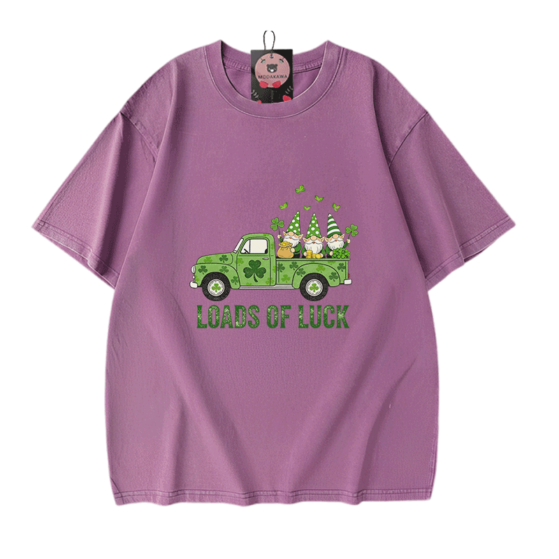 VIEL GLÜCK St. Pakrit's Day Autografik Modakawa Vintage gewaschenes T-Shirt aus 100% Baumwolle - Purple - 5XL - image 6
