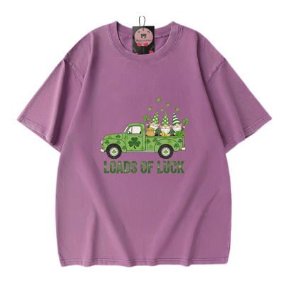 VIEL GLÜCK St. Pakrit's Day Autografik Modakawa Vintage gewaschenes T-Shirt aus 100% Baumwolle - Purple - 5XL - image 6