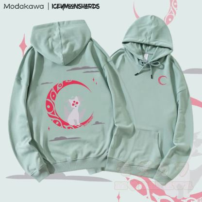 MODAKAWA X iceymoonshards Catmoon Graphic Streetwear Pullover Hoodie - Grün - 5XL - image 4