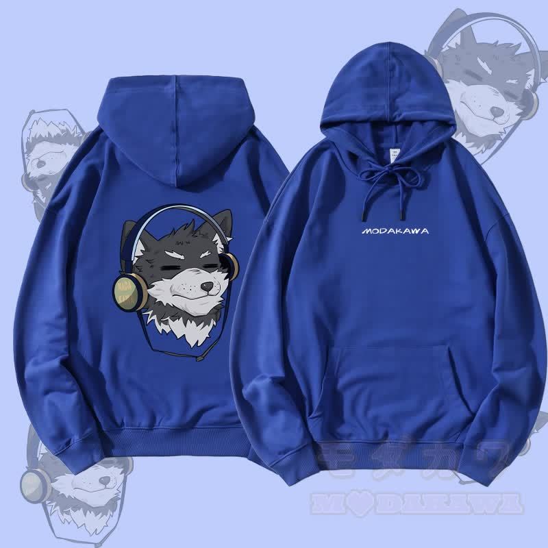 MODAKAWA Koda Streetwear Pullover Hoodie mit Kopfhörer-Grafik - Königsblau - 5XL - image 4