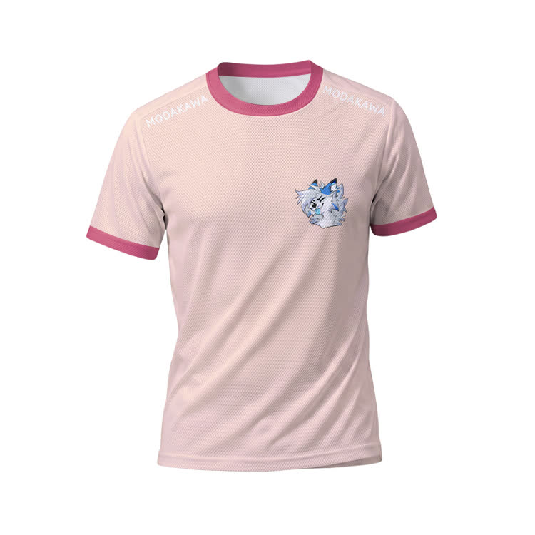 MODAKAWA X Space Wink Barker Graphic Herren-Sport-T-Shirt, Shorts mit Kordelzug und passendem Outfit - Pink Top - 5XL - image 2