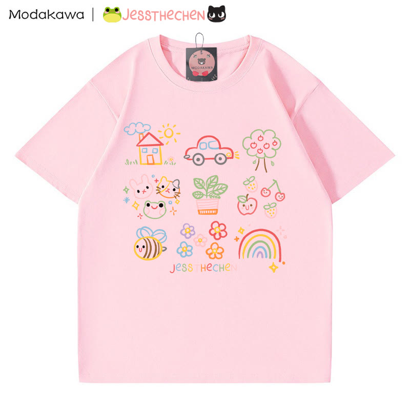 MODAKAWA X jessthechen Line Drawing Print T-Shirt - Pink - 5XL - image 3