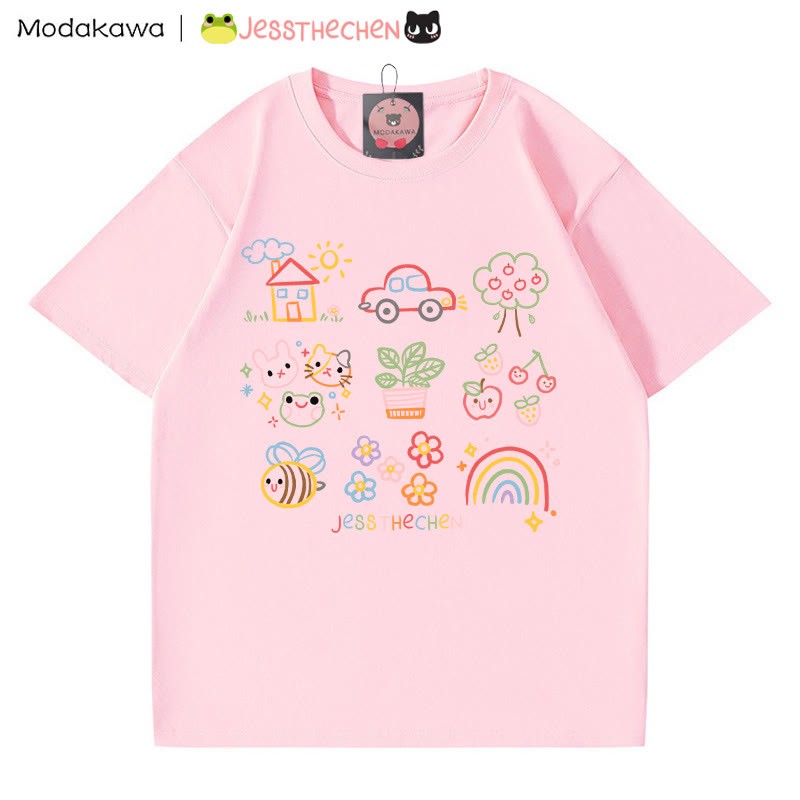 MODAKAWA X jessthechen Line Drawing Print T-Shirt - Pink - 5XL - image 3