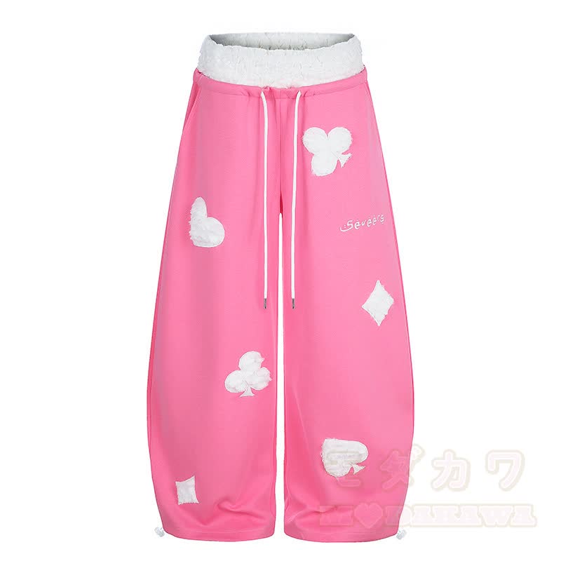 Hochwertiges, strapazierfähiges Set aus zweiteiligem Set: T-Shirt mit Polka-Dot-Stickerei und weit geschnittener Hose. - Rosa Hose - XL - image 13