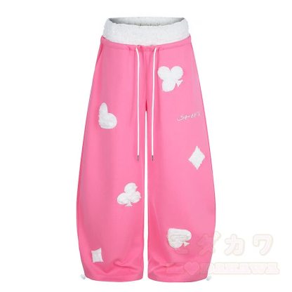 Hochwertiges, strapazierfähiges Set aus zweiteiligem Set: T-Shirt mit Polka-Dot-Stickerei und weit geschnittener Hose. - Rosa Hose - XL - image 13