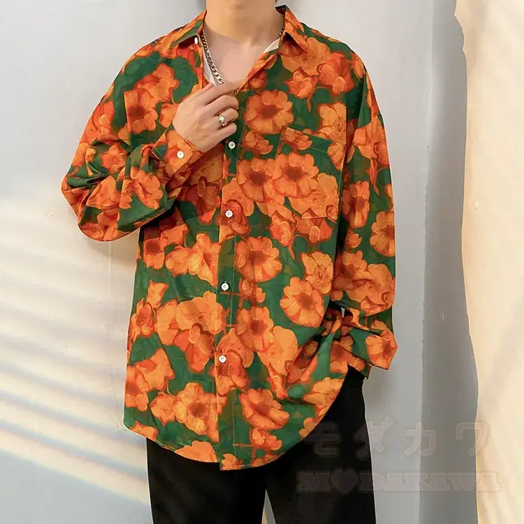 Herren-Langarmhemd mit Vintage-Print und Knopfleiste - Mehrfarbig W - 3XL - image 24