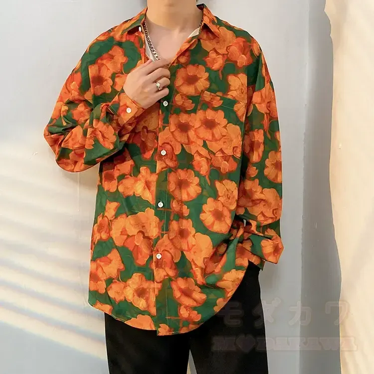Herren-Langarmhemd mit Vintage-Print und Knopfleiste - Mehrfarbig W - 3XL - image 24
