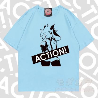 MODAKAWA X zarckets ACTION Goat Graphic 100% Baumwoll-T-Shirt - Himmelblau - 5XL - image 15