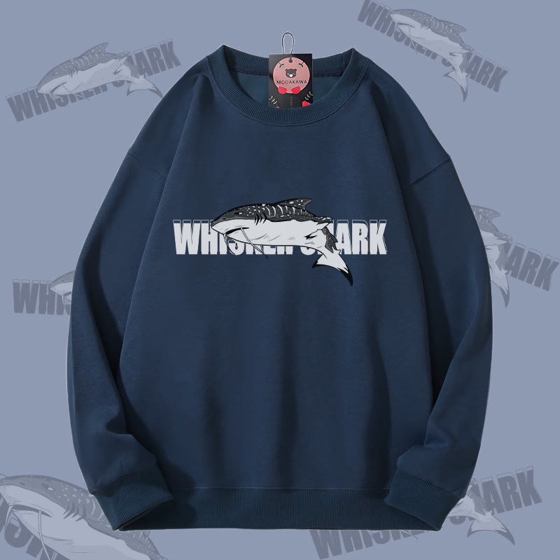 MODAKAWA Unisex-Sweatshirt mit Schnurrbart-Hai-Motiv - Purplish Blue - 5XL - image 3