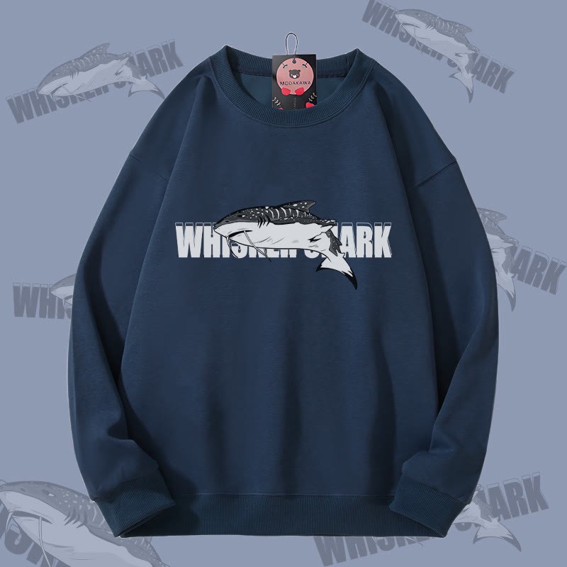 MODAKAWA Unisex-Sweatshirt mit Schnurrbart-Hai-Motiv - Purplish Blue - 5XL - image 3