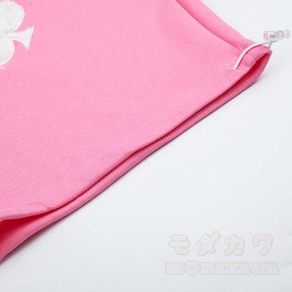 Hochwertiges, strapazierfähiges Set aus zweiteiligem Set: T-Shirt mit Polka-Dot-Stickerei und weit geschnittener Hose. - image 16