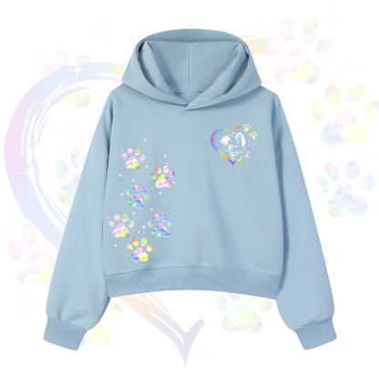 MODAKAWA X popipeko Kawaii Regenbogen-Hundepfotenabdruck Cropped Hoodie - Blue - 3XL - image 3