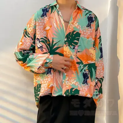 Herren-Langarmhemd mit Vintage-Print und Knopfleiste - Mehrfarbig R - 3XL - image 19
