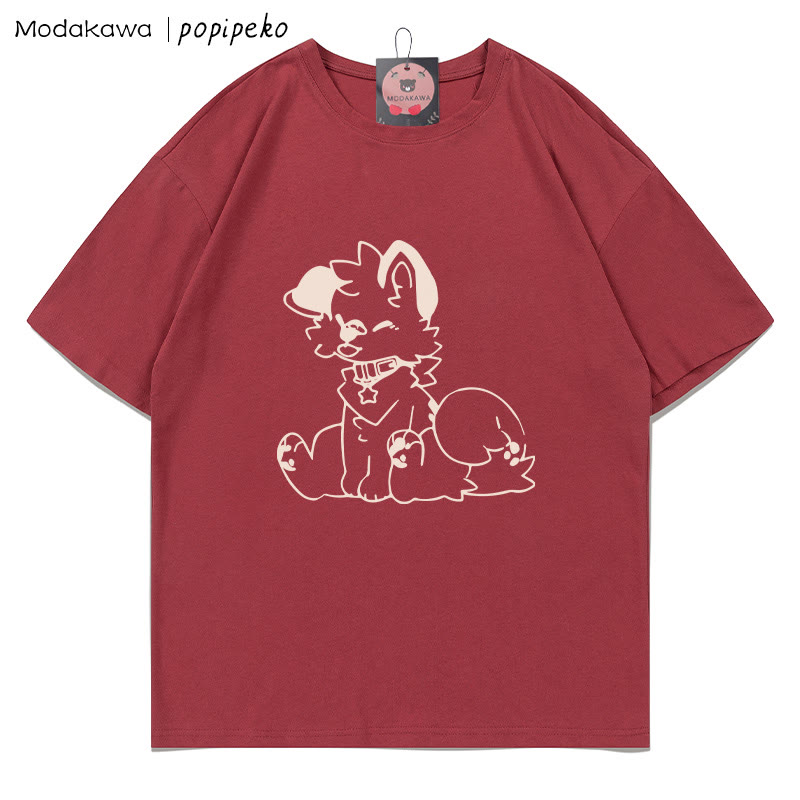 MODAKAWA X popipeko Welpenprint T-Shirt - Red - 5XL - image 4