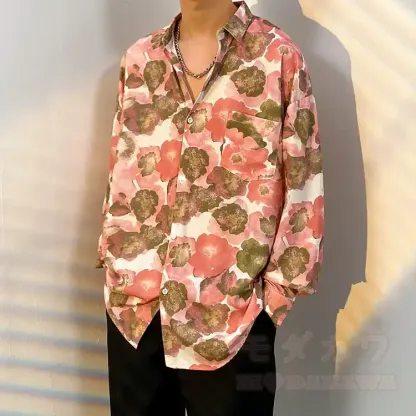 Herren-Langarmhemd mit Vintage-Print und Knopfleiste - Mehrfarbig U - 3XL - image 22