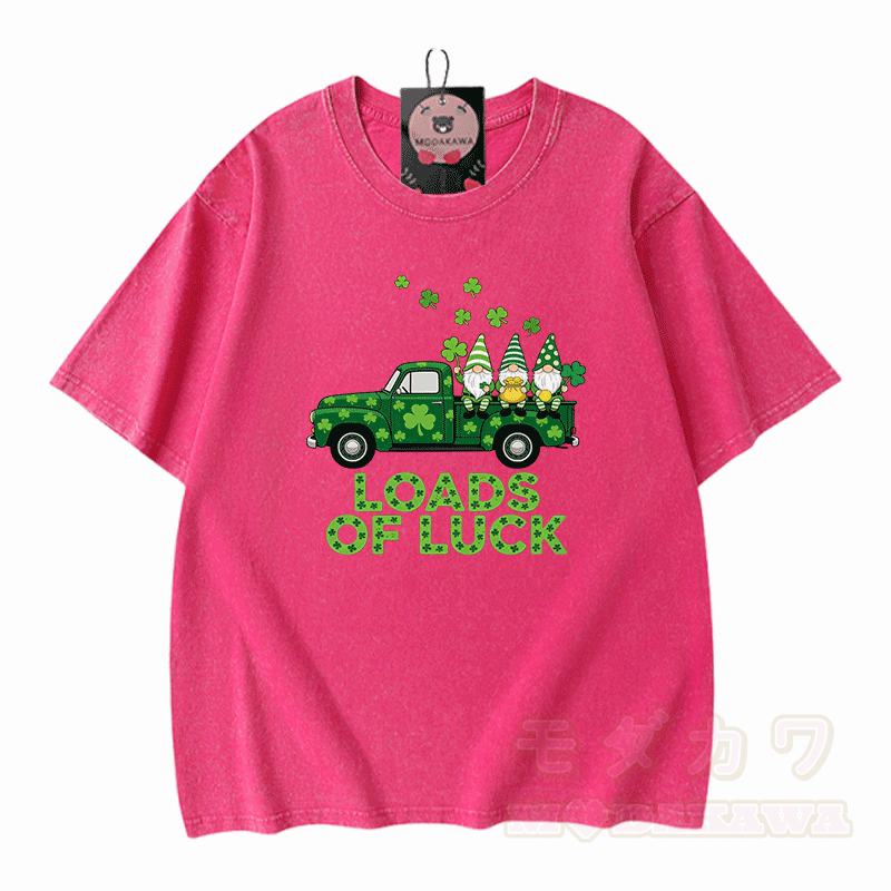 St. Pakrit-Tag – VIEL GLÜCK! Modakawa Vintage-T-Shirt aus 100 % Baumwolle mit Glücksgrafik. - Rosenrot - 5XL - image 5