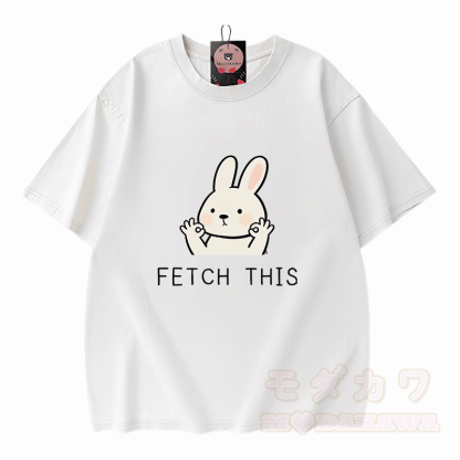 Hol dir dieses Modakawa Vintage T-Shirt mit Hasenmotiv aus 100 % Baumwolle (gewaschen). - Weiß - 5XL - image 3