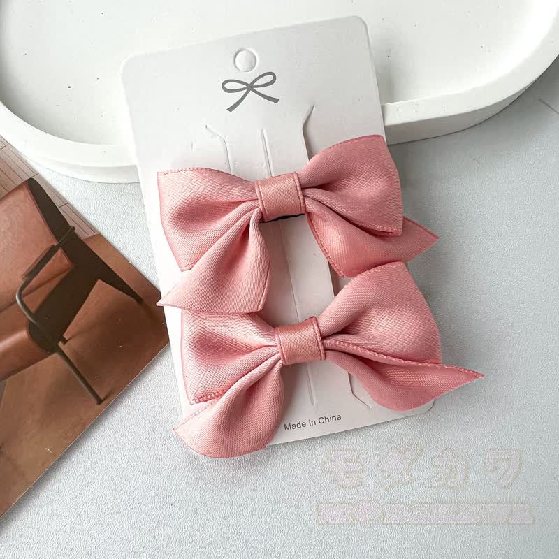 Süßes Paar Haaraccessoires mit Schleifen in einfarbigen Farben - Rosa - image 10