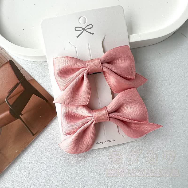 Süßes Paar Haaraccessoires mit Schleifen in einfarbigen Farben - Rosa - image 10