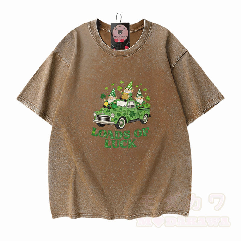 Viel Glück! Auto-T-Shirt mit St. Pakrit-Motiv, Vintage-Waschung, 100 % Baumwolle - Braun - 5XL - image 7