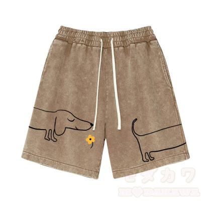 Modakawa Vintage-Shorts mit niedlichem Welpenmotiv - Braun - 3XL - image 6