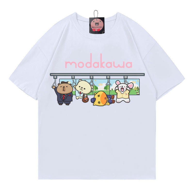 Tierpendel-Buchstabendruck Modakawa T-Shirt - White - 5XL - image 4
