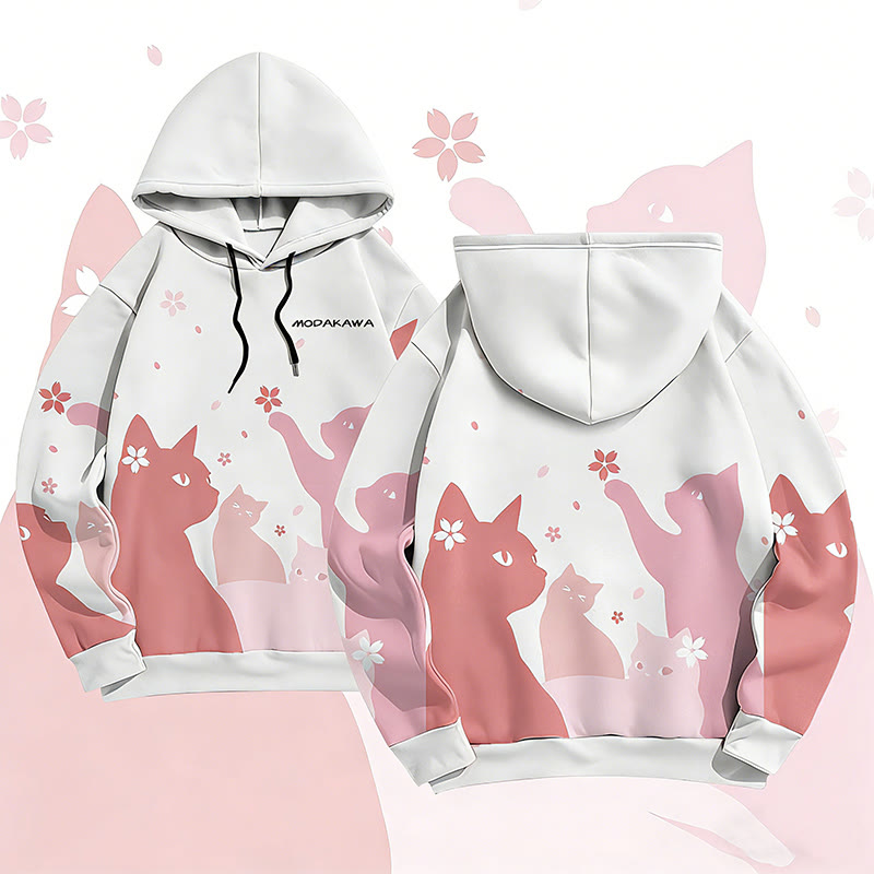 MODAKAWA Sakura Katzen-Pullover-Hoodie mit Allover-Print - White - 6XL - image 3