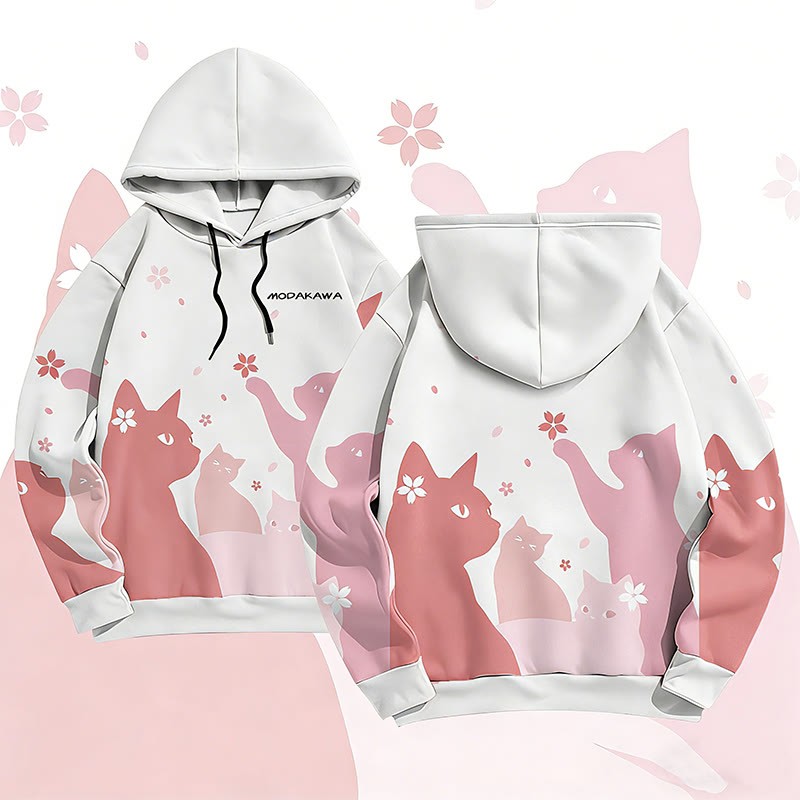MODAKAWA Sakura Katzen-Pullover-Hoodie mit Allover-Print - White - 6XL - image 3