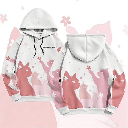 MODAKAWA Sakura Katzen-Pullover-Hoodie mit Allover-Print - White - 6XL - image 3