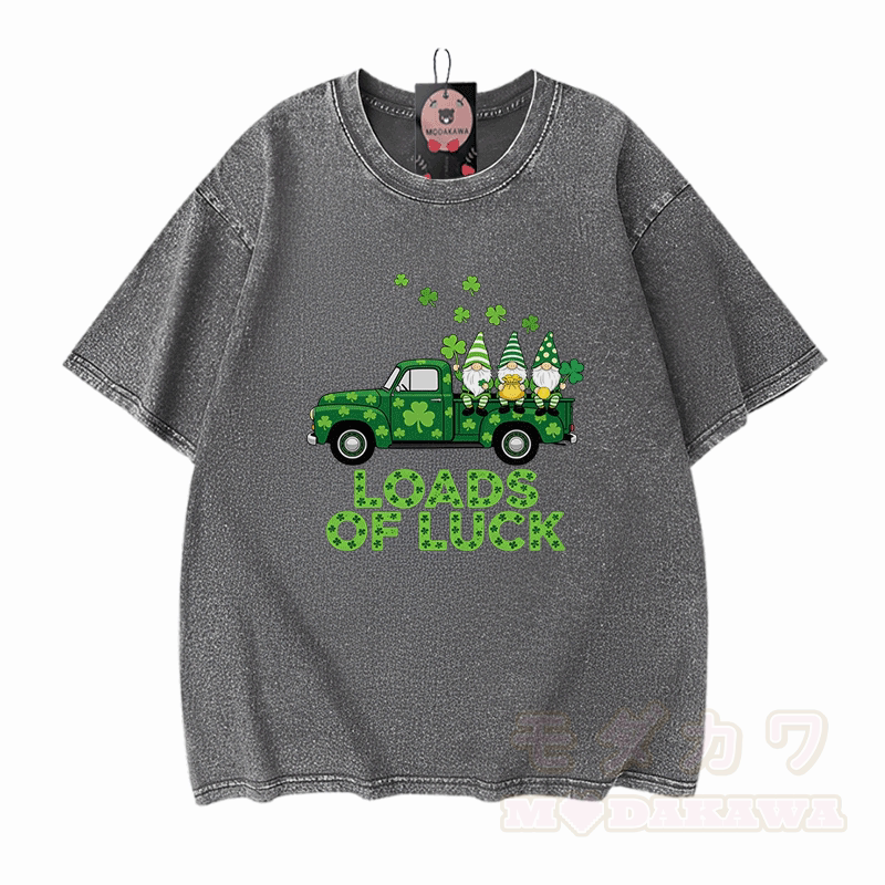 St. Pakrit-Tag – VIEL GLÜCK! Modakawa Vintage-T-Shirt aus 100 % Baumwolle mit Glücksgrafik. - Grau - 5XL - image 9