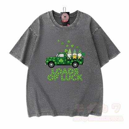 St. Pakrit-Tag – VIEL GLÜCK! Modakawa Vintage-T-Shirt aus 100 % Baumwolle mit Glücksgrafik. - Grau - 5XL - image 9