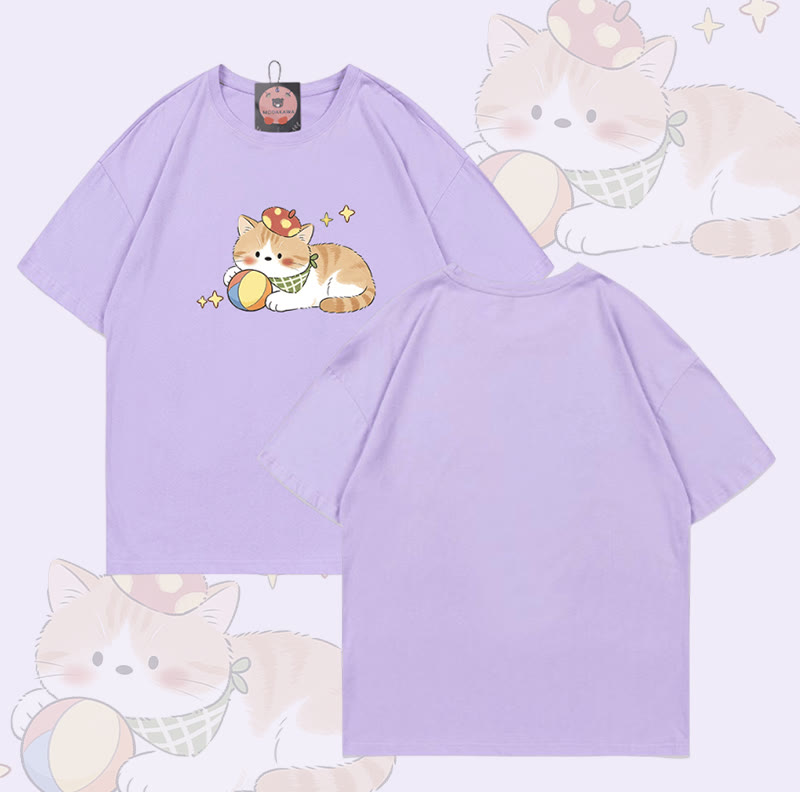 Modakawa T-Shirt mit Katzenmotiv aus 100 % Baumwolle - Purple - 5XL - image 5