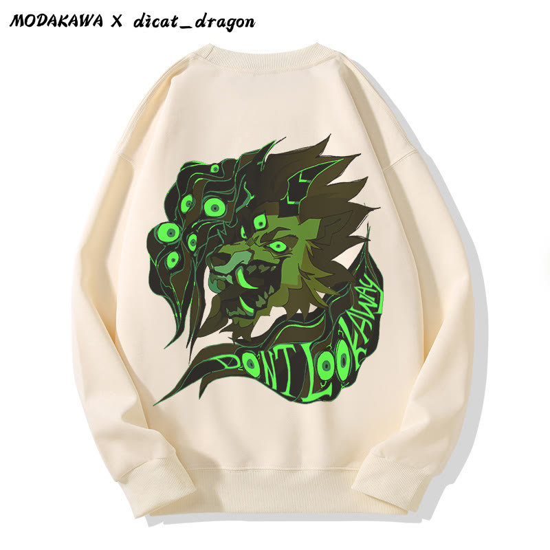 NICHT WEGSCHAUEN! Mehräugiger, brüllender Löwe – Grafik im dunklen Stil – Unisex-Streetwear-Sweatshirt - Beige - 5XL - image 3