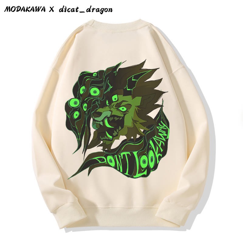 NICHT WEGSCHAUEN! Mehräugiger, brüllender Löwe – Grafik im dunklen Stil – Unisex-Streetwear-Sweatshirt - Beige - 5XL - image 3