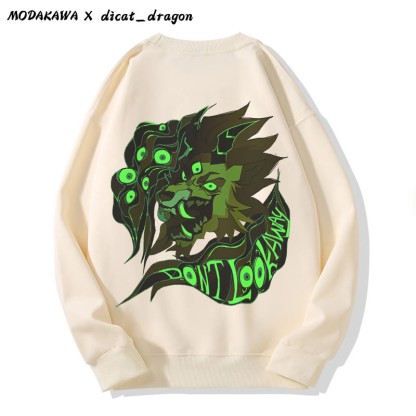 NICHT WEGSCHAUEN! Mehräugiger, brüllender Löwe – Grafik im dunklen Stil – Unisex-Streetwear-Sweatshirt - Beige - 5XL - image 3